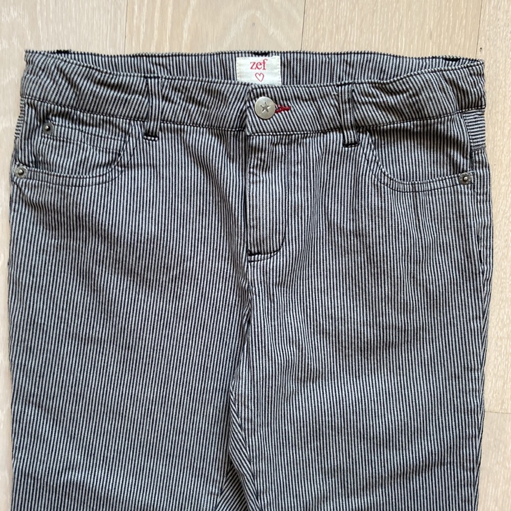 Zef striped stretch straight leg denim, size: 12-14 years old